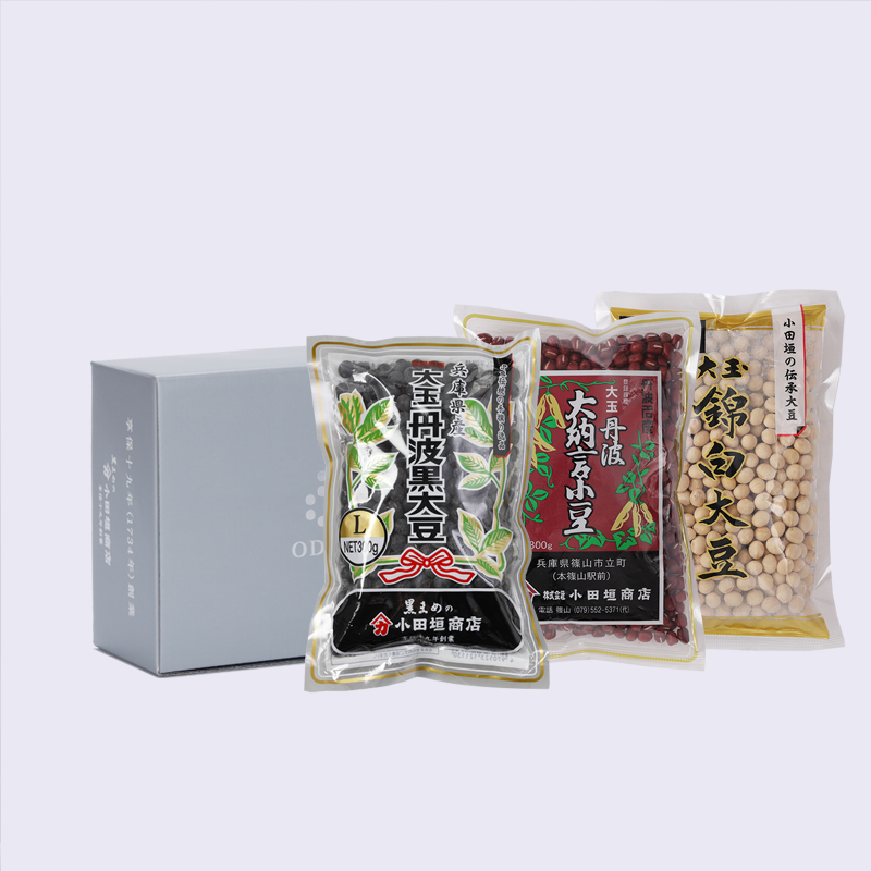 【低温貯蔵品】黒・赤・白　豆の詰め合わせ（丹波黒大豆L規格・丹波大納言小豆・錦白大豆）各300g