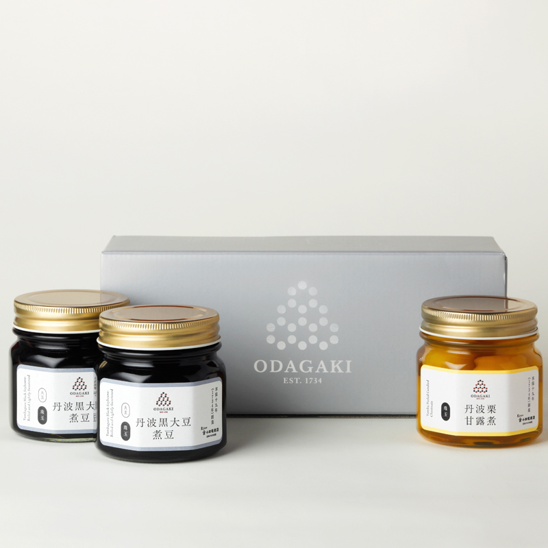 中ビン詰め合わせ　3本入り（黒大豆煮豆2本、栗甘露煮1本）