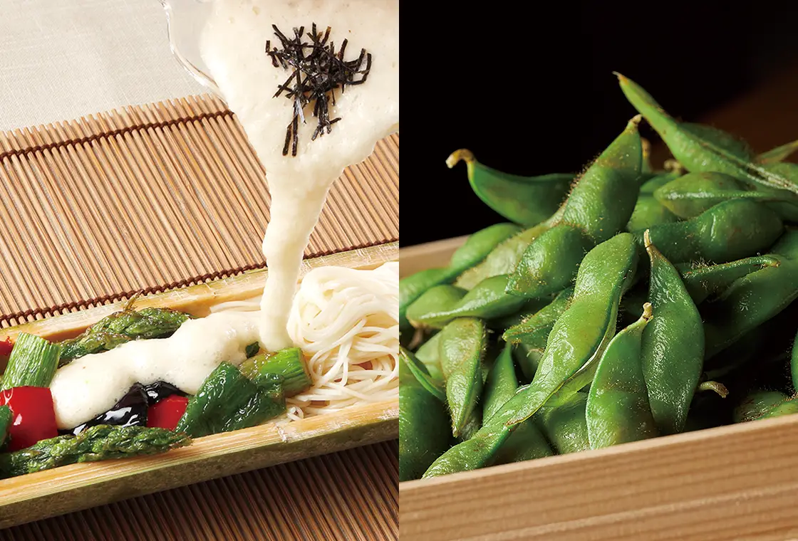 旬の美味しさを閉じ込めた、丹波の味わい とろろと枝豆の冷凍セット